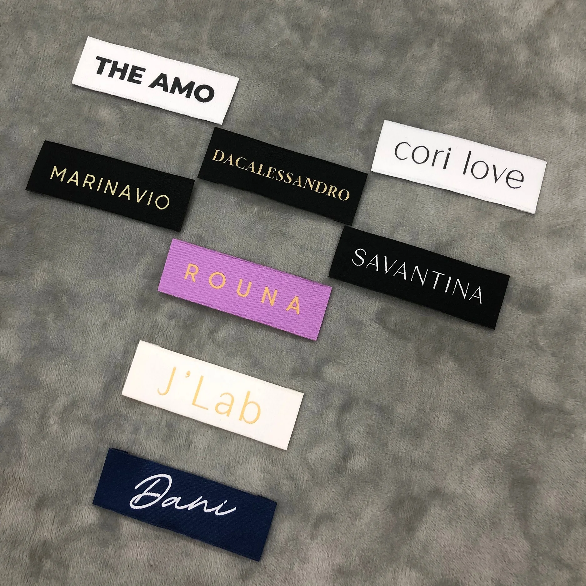 Customized small fashion clothing collar woven label design logo label satin cotton woven mark folding label