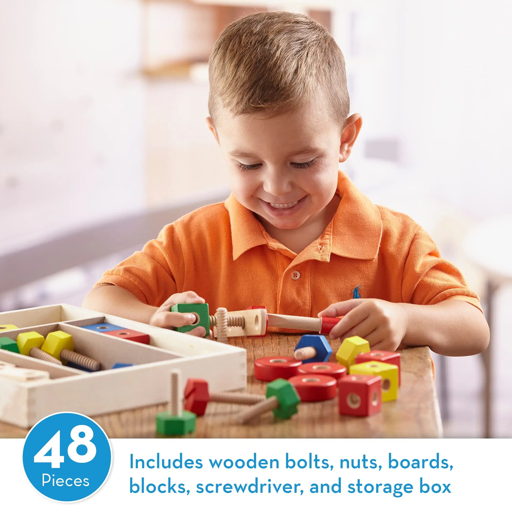 WANHUA Wooden  Educational Puzzle Gam Wooden Construction Building Set in a Box (48 pcs)  for kids