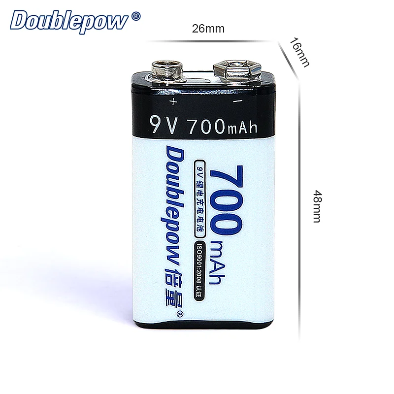 9V Li-Ion Rechargeable Emergency Battery 700mAh Low Self-Discharge Square Consumer Electronics Power Tools Golf Carts submarines