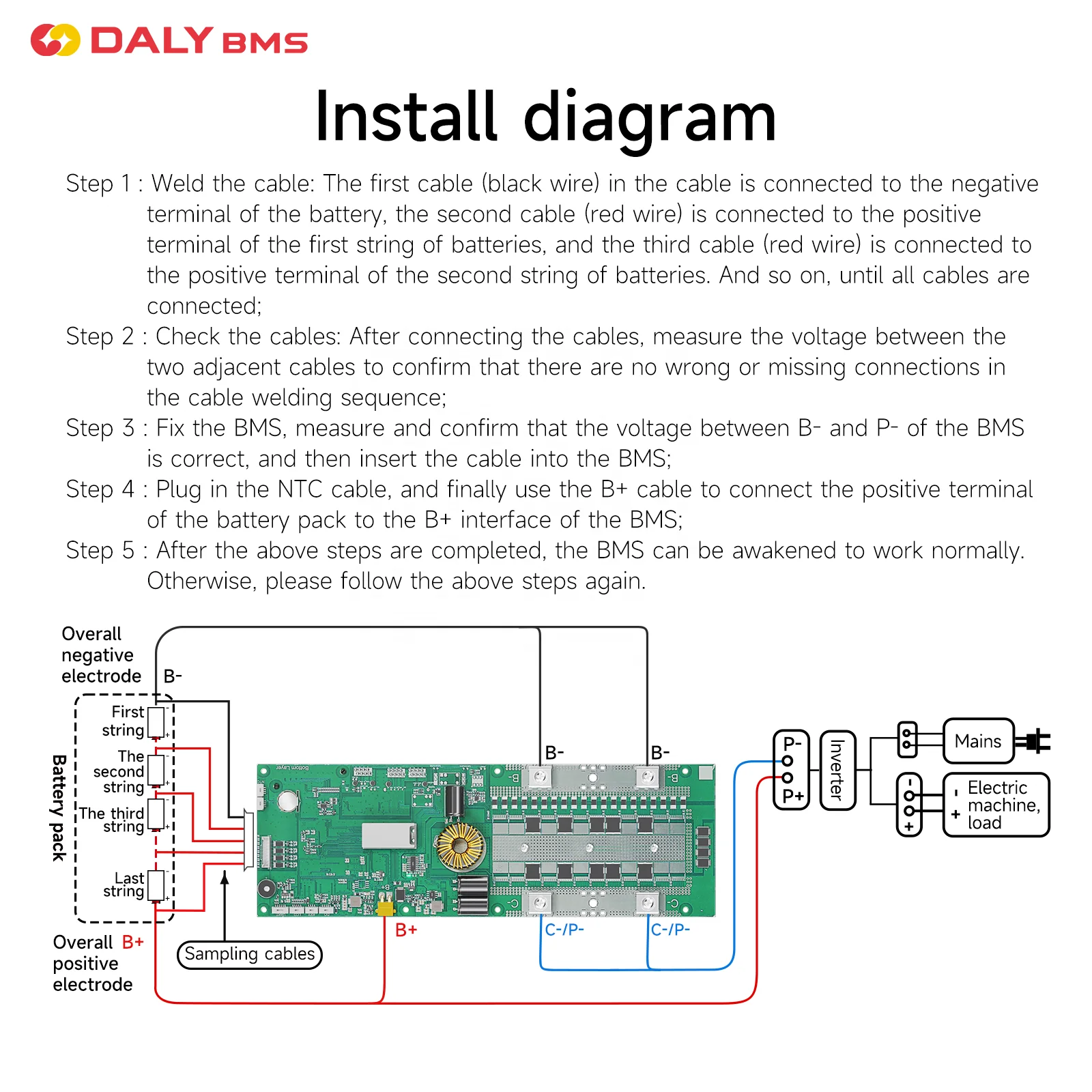 Daly Smart BMS 8S 24V 16S 48V 100A 200A плата для защиты аккумулятора с литиевой батареей Lifepo4