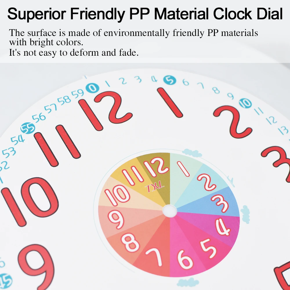 Quarts Cartoon Art Wall Clock for Kids Multi-color Rainbow Electronic Learning Wall Clock for Children for Kids Learning