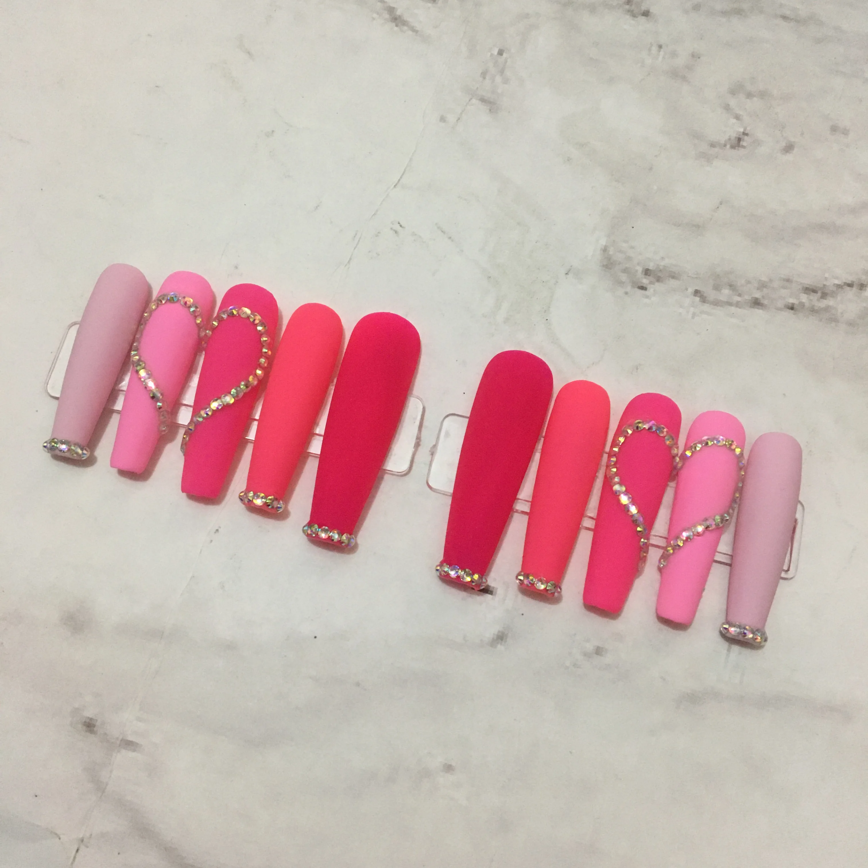 H-292 Wholesale High Quality Pink Fale Nails Press Designs French Fake Nail Colorful Gel Press On Nails