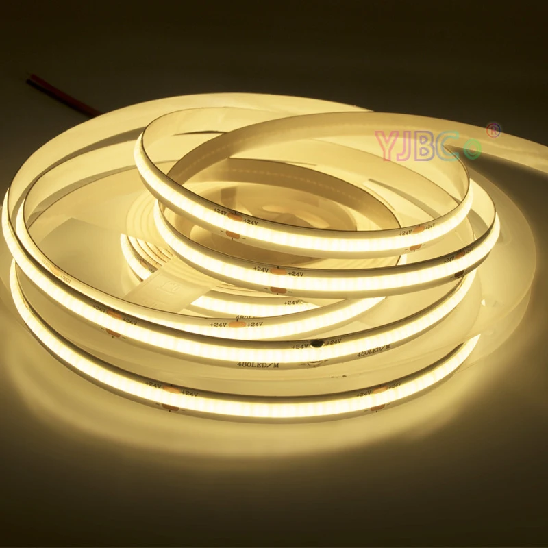single color COB LED Strip 320LEDs 5V 12V 24V White/Warm white/Natural White/Blue/Red/Green FCOB Flexible Lights Tape 8mm