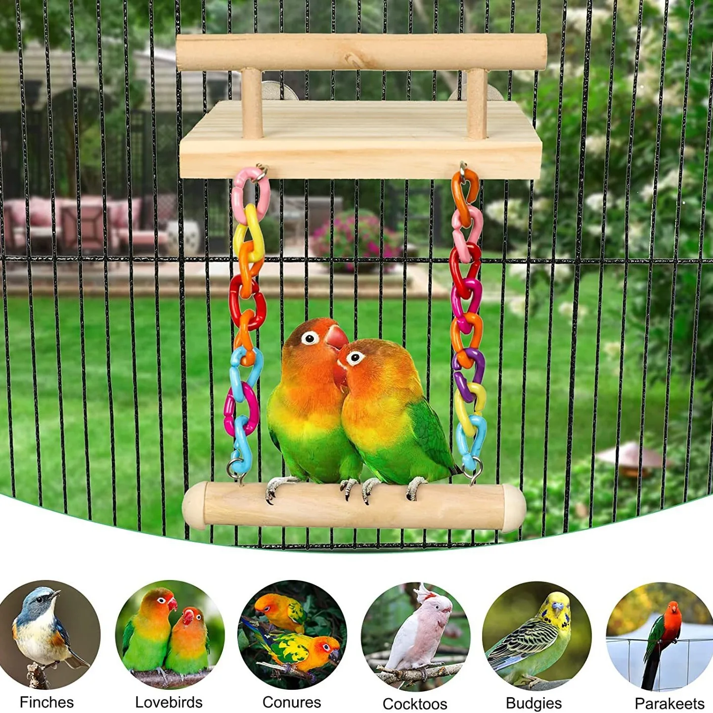 Bird Perches Cage Toys Parrot Wooden Platform Play Gyms Exercise Stands