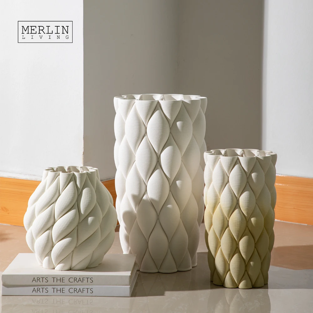 Merlin Living 3D Printing Vase Abstract Lemon Mango Stacked High Difficulty Ceramic Vase Crafts Chaozhou Ceramic Factory OEMODM