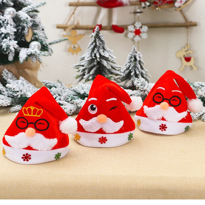 Лидер продаж, Рождественская шапка, дизайнерские Мультяшные рождественские шапки для детей, плюшевая шапка Санта-Клауса, оптовая продажа
