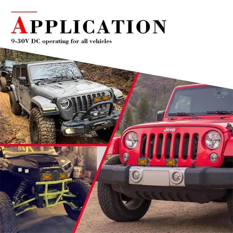 2 Pack Quad Row Triple Row Amber Color 12V 5 Inch 35W Trailer Reverse Lights