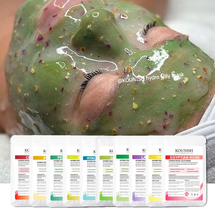 KOUNISH Organic Matcha Jelly Powder Face Masks Products Aloe Vera Whitening Skin Care Soft OEM Facial Mask