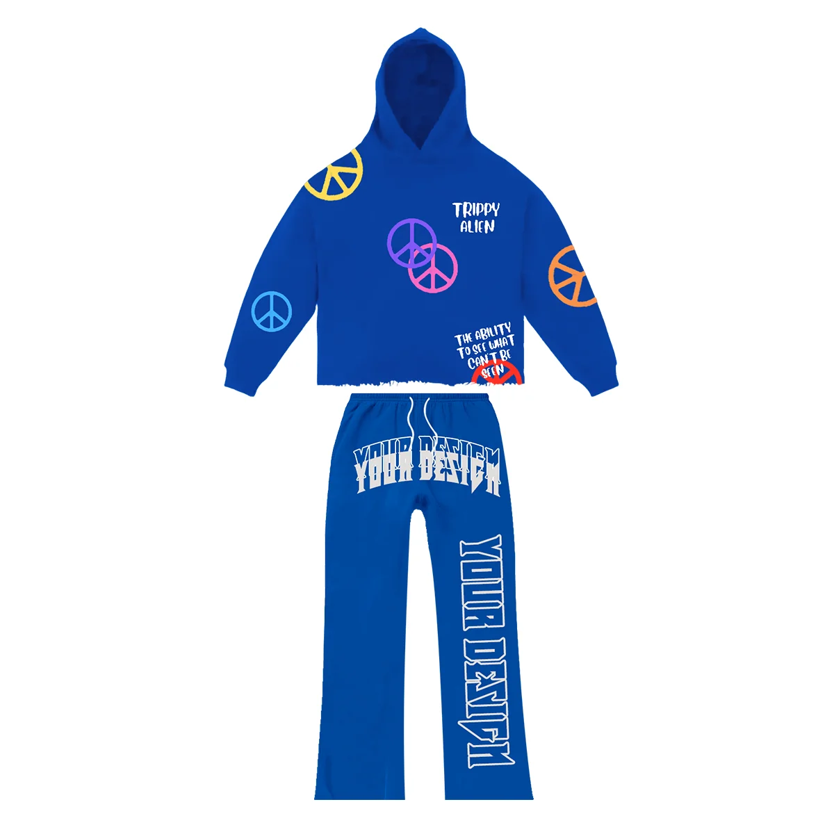 New Design Track Sweat Suit Two 2 Piece Jogger Set For Men Flare Sweat Pants Men With Crop Hoodies Tracksuits