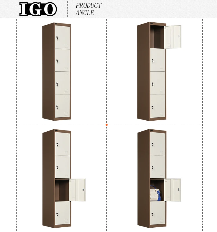 Hot Sale 4 Door Clothes Metal Lockers 4 Tiers Metal Storage Wardrobe