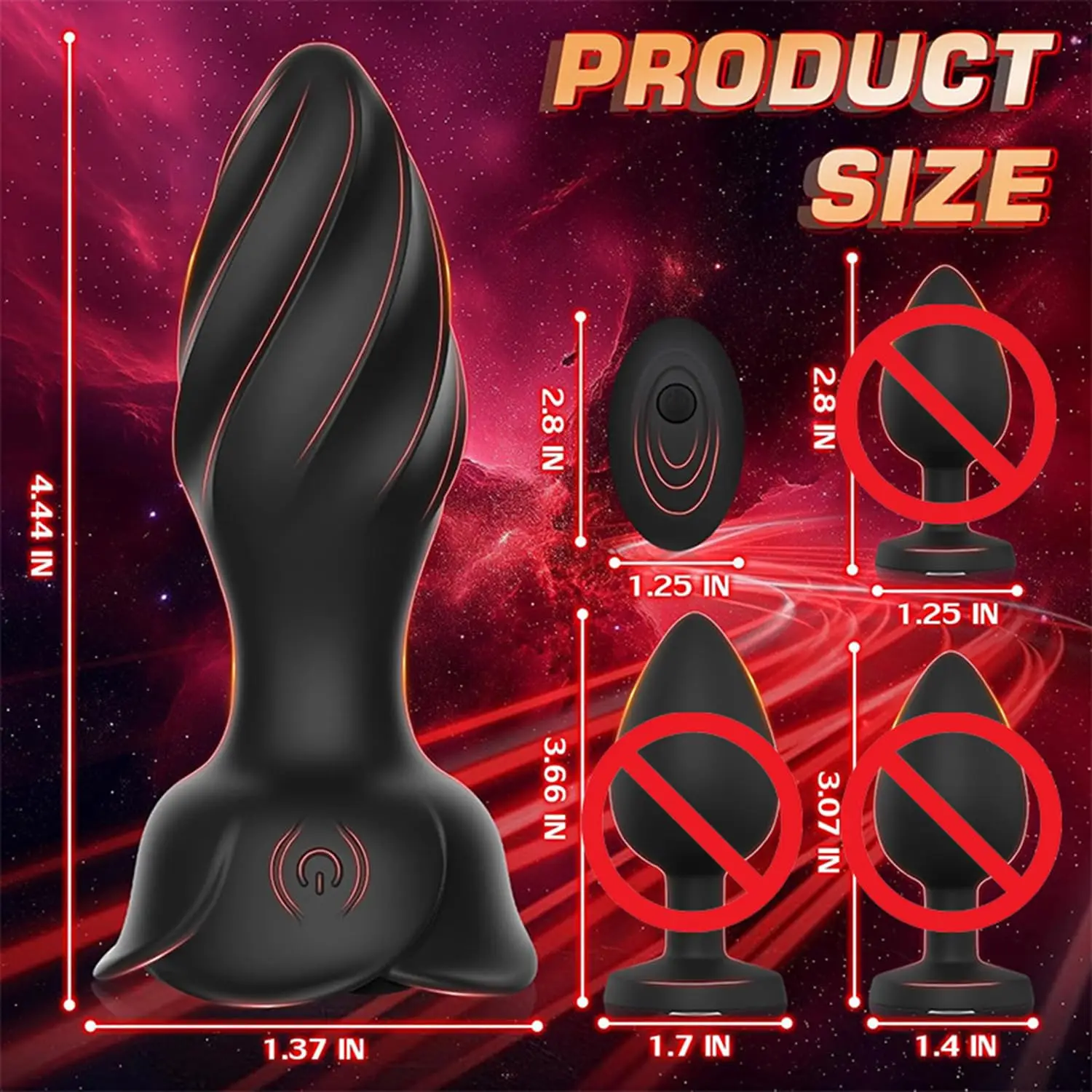Anal Sex Toy Rose Vibrator for Women Remote Control Butt Plug with 10 Modes Vibrating Prostate Massager Silicone Stimulator