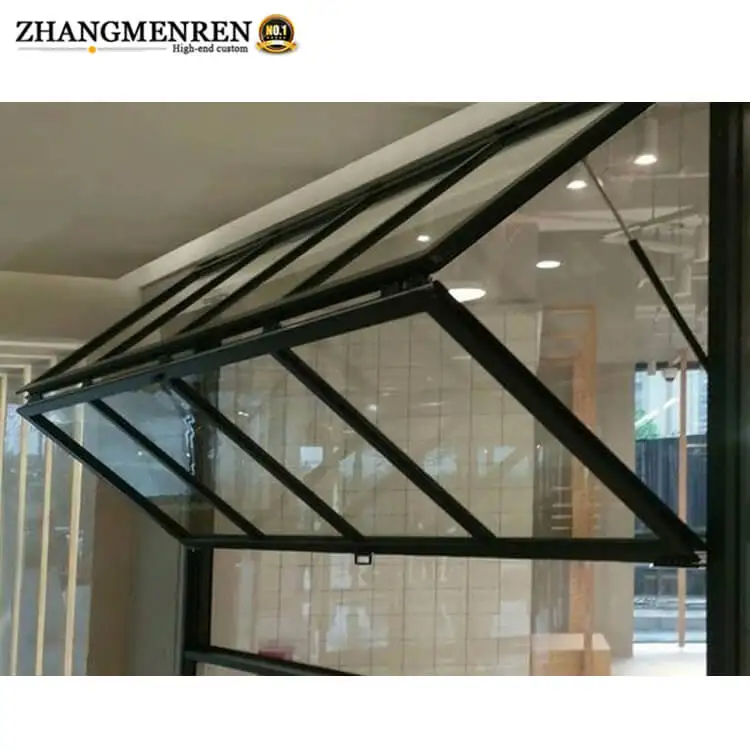 ZMR Aluminium Bi Fold Window Fold Up Glass Windows balcony Shop Intelligent Control Motor Automatic Vertical Folding Window