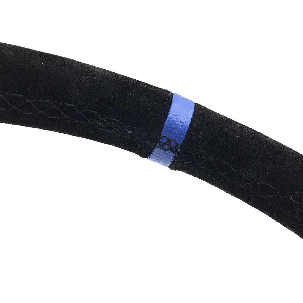 Customizable embroidered customer LOGO and horn  LOGO high quality suede racing steering wheel
