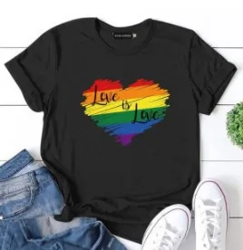 Summer Rainbow Lettering Couples Casual Short Sleeve T-shirts for Lover Valentine Day Cozy Tops Wholesale Cotton Couple Clothes