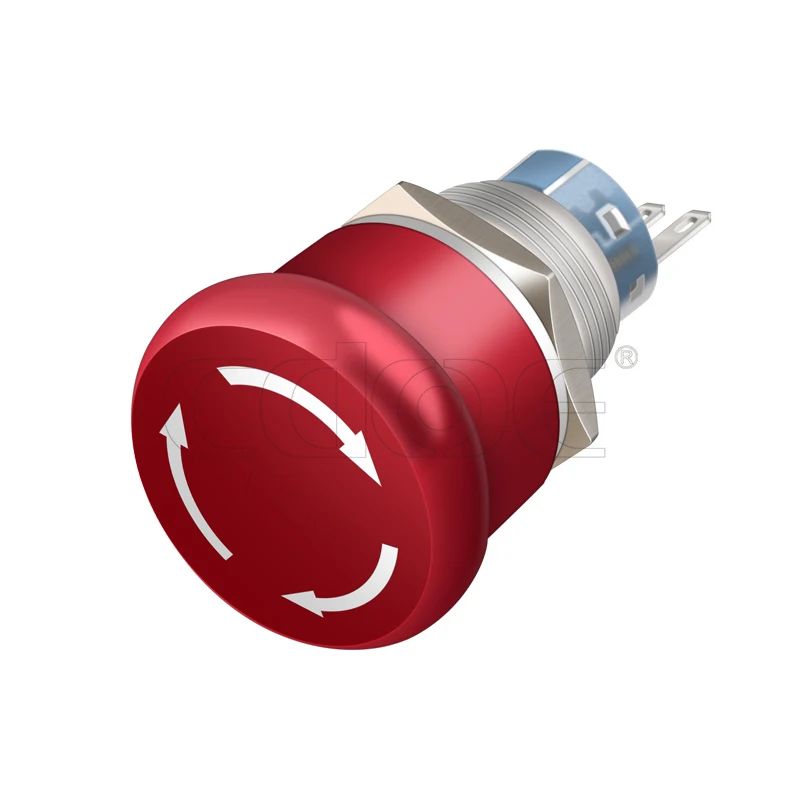 small head 3pin red emergency stop switch Zinc alloy metal push buton 1no1nc With the arrow