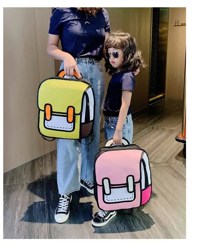 Multi-Function Student Backpack Kids Schoolbag 3D Bag Cartoon Bags 2D Backpack