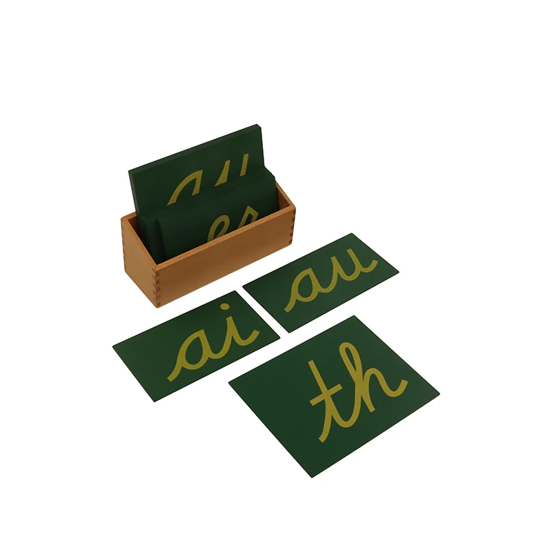 LA007 Montessori Wooden Educational Children Language Toy Lower Case Cursive Sandpaper Double Letters w/ Box Montessori