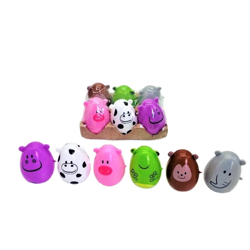 Hot sale surprise to animal plastic easter egg for children 6*4cm plastic easter egg for sale