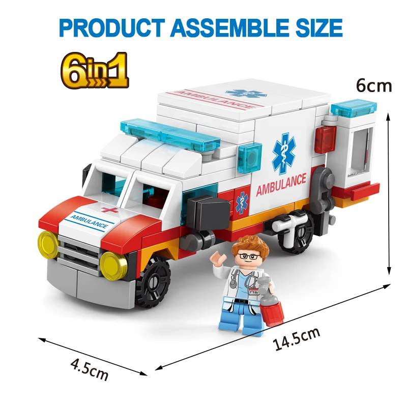 Lele Brother Promotional City Rescue Ambulance Kids Educational Building Block Toys for Girl