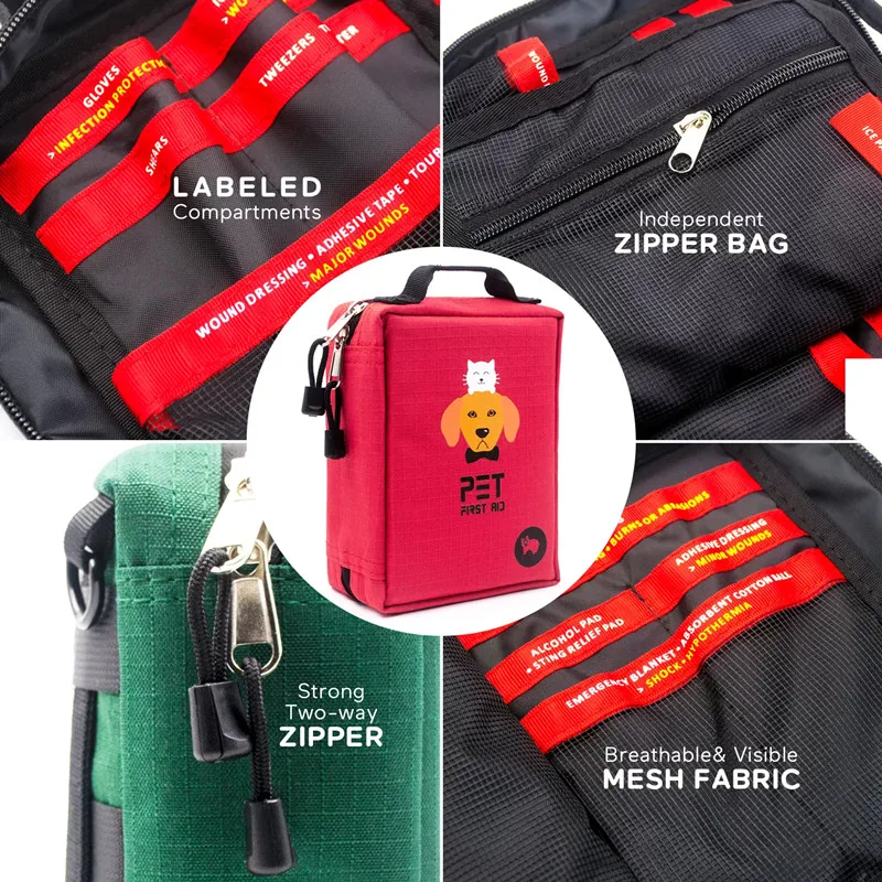Hot Sale 160 Pcs Cat Dog New Medical Lightweight Waterproof 1st Pet First Aid Kit Pouch