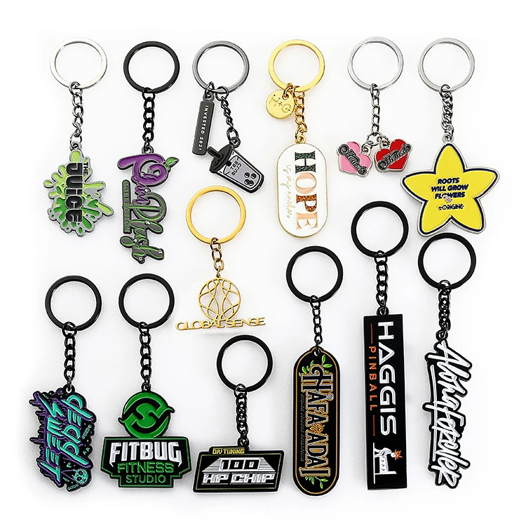 Custom Metal Keychain with Brand Logo Enamel Cartoon Cute Anime Design Promotional Key Holder Keyring Wholesale Key Chains