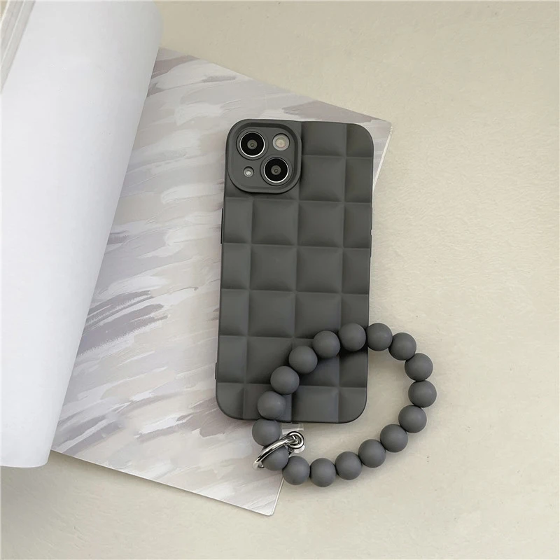 Lattice Woven Pattern Cold Color Series Tpu Phone Case For Iphone 13 14 Pro Max Solid Color Cover