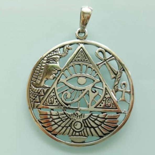 Highly Polished Stainless Steel Eye of Ra Pendant Cleopatra Pyramid Mystery Amulet Waterproof Pendant Necklace
