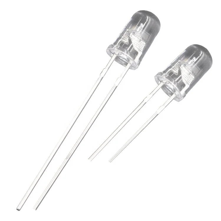 5 мм круглая головка прозрачная Одиночная вспышка красная желтая синяя зеленая Белая светодиодная прямая подсветка