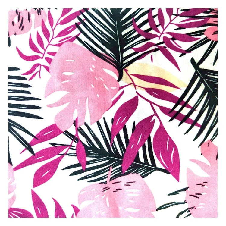 
Wholesale Custom Woven Plain Challis Tropical Floral Digital Printed 100 Rayon Fabric Print For Dresses 