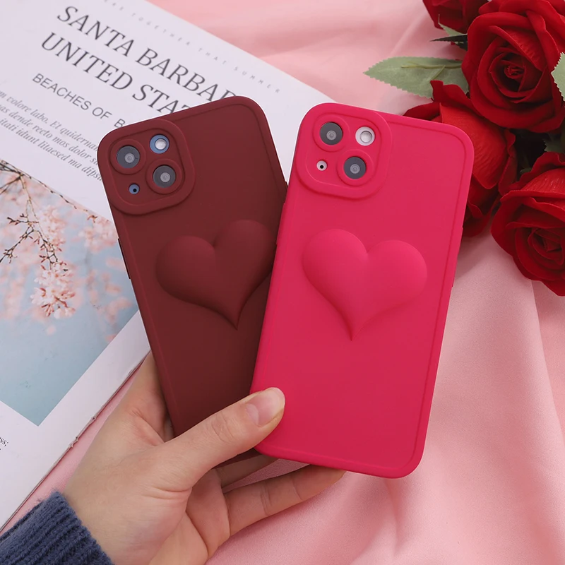 Luxury lovely 3D heart phone case for iphone 13 pro max cover