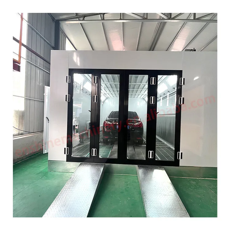 Factory Outlet Four Big Glass Door Car Spray Painting Booth Auto Body Repair Paint Booth with Inside Ramp