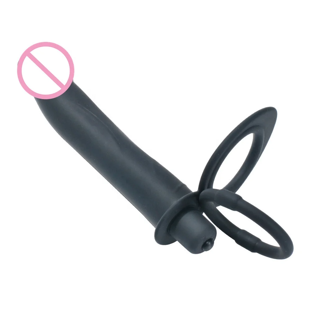 Vibrating Silicone  Penis Lock Sex Toy Cock Ring With Dildo vibrating anal plug For Female