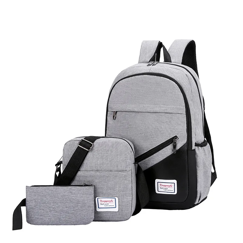 RU 3pcs in 1 Travel Bag Women Men Business Laptop Backpack Teenagers Girls Boys School Bags Set With Usb