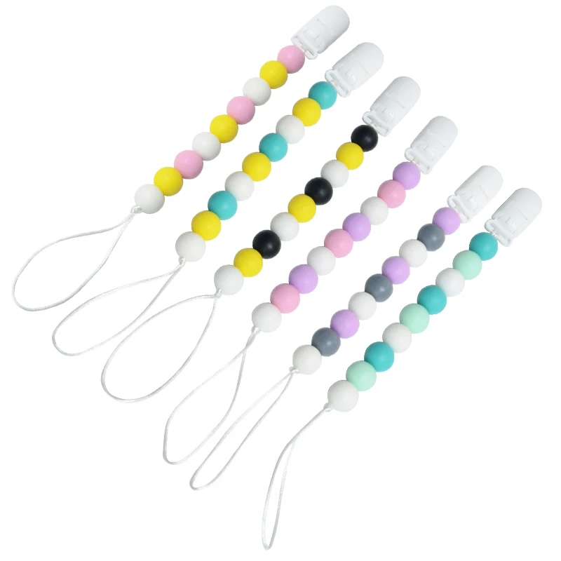 Зажим для детской соски-Пустышки из силикона с цепью и защитой от потери