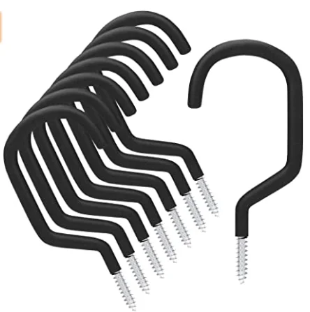 4-Pack Heavy Duty Vinyl Coated Bicycle Chair Wall-Mounted Ceiling Hanger Screw-in Ladder Bike Hooks Garage Organization Bike Bag