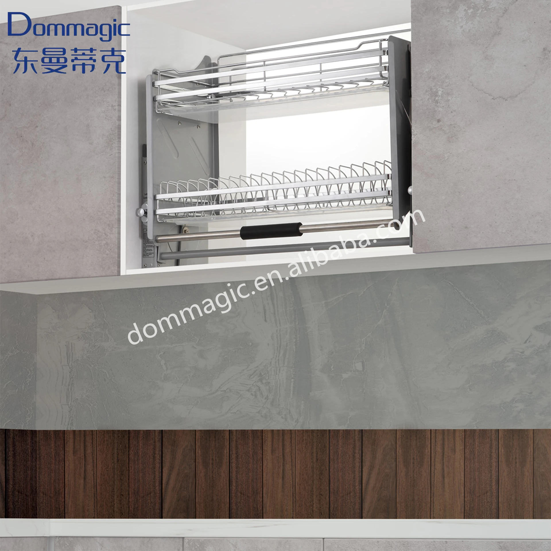 Kitchen Storage Adjustable Pull Down Elevator Basket for Wall Cabinet