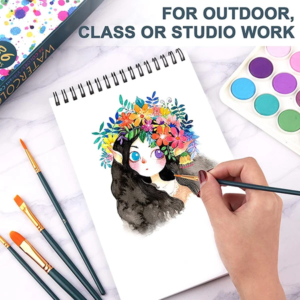 Арт-поставщик 36 цветов кисть для рисования акварелью набор с водой цветная бумага