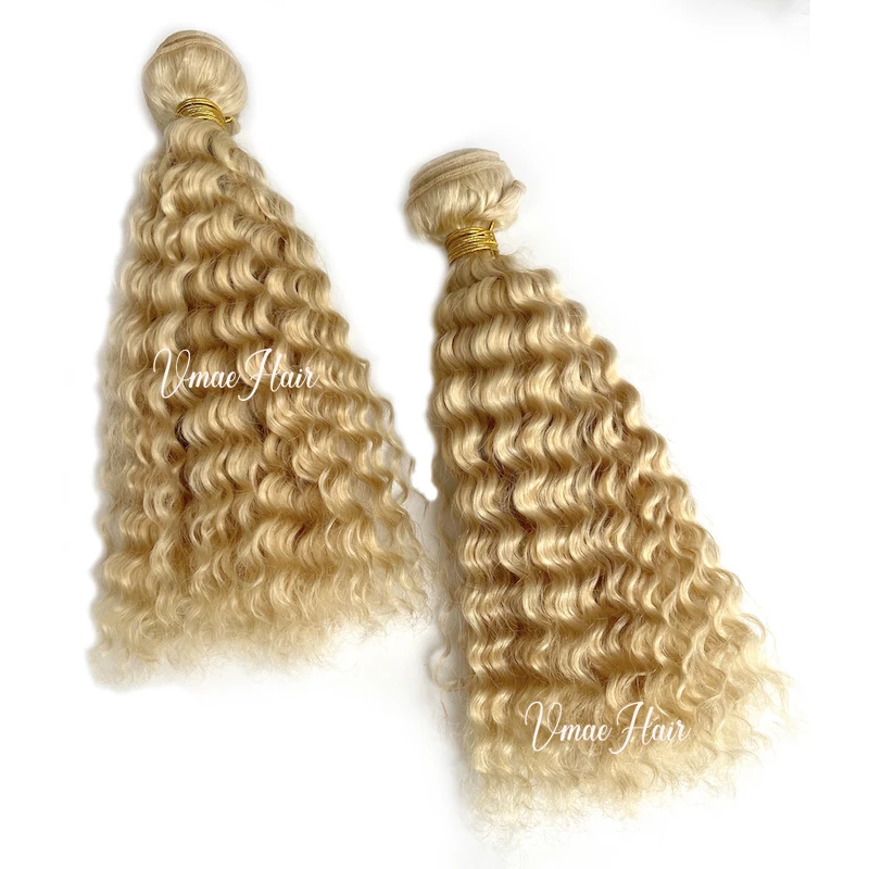 VMAE European Russian 613 Blonde 100g Deep Wave Kinky Curly Weft Virgin Hair Weave Raw Human Hair Bundles Extension