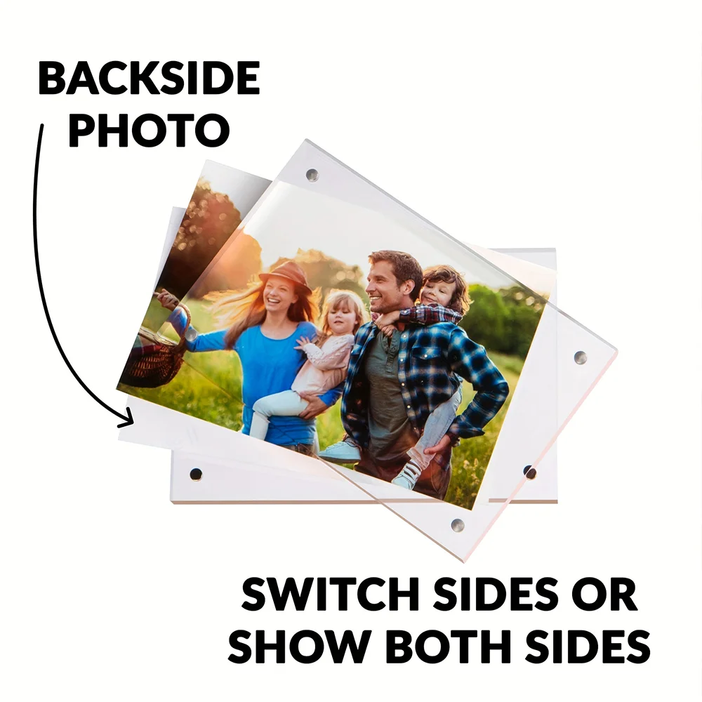 Freestanding Acrylic Photo Frame Double Sided Custom Thickness Size Clear Acrylic Magnetic Picture Frame for Wedding Decoration