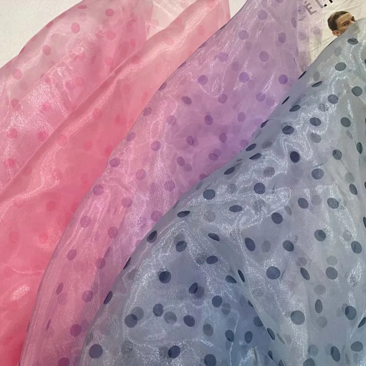 2022 Custom embroidered  burnout organza lace fabric 100% polyester floral digital prints organza fabric