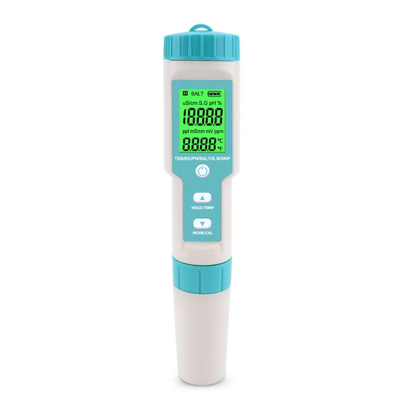 C-600A 7 in 1 water quality salinity / PH / TDS / EC / ORP / specific gravity of seawater / temperature with backlight tester