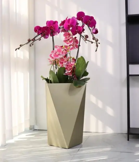 15.3 Inches High 82cm Diamond round Small/Medium Flower Pot for Indoor Hotel Garden Living Room Decor Watering Planter