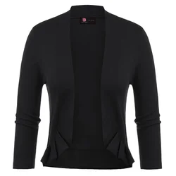 KCE02040 KK Womens Pleated Knitted Bolero Shrug Knitwear 3/4 Sleeve Open Front