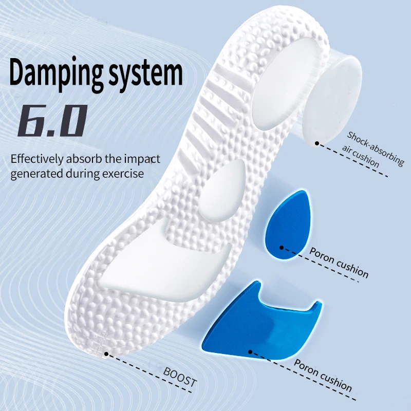 Silicone Orthopedic Soft Elastic Sneakers Insoles Sport  & comfort Running Breathable Shock Absorption sports insoles for shoes