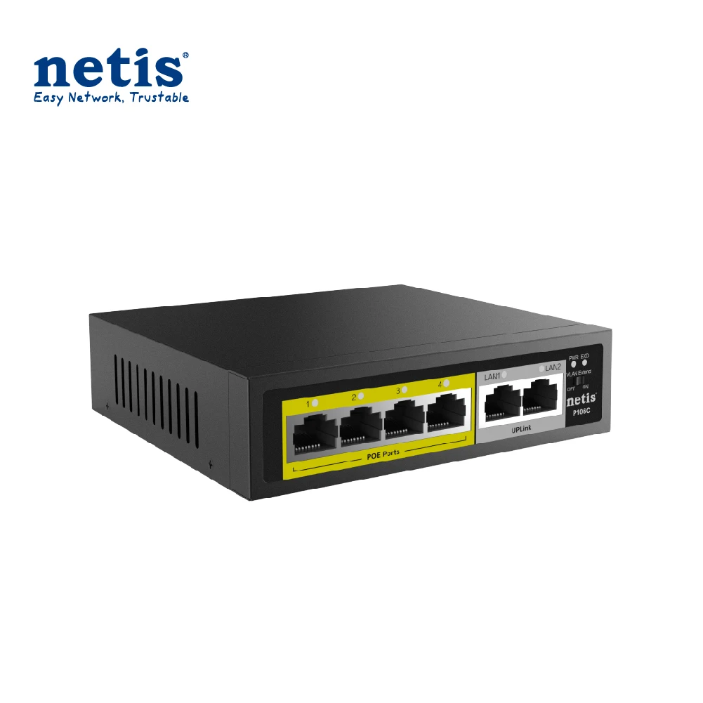 Китайский производитель 4 + 2 порта коммутатор 4poe 2RJ45 100m стандартный Poe