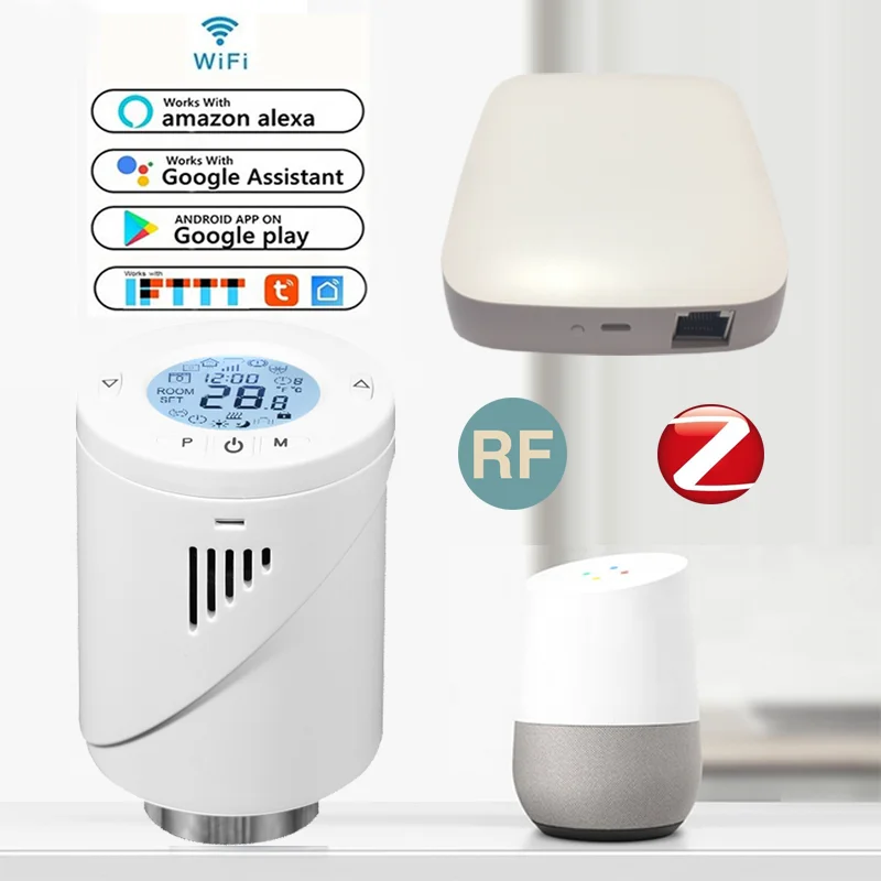 TRV ZigBee3.0 Smart Radiator Actuator Programmable Thermostatic Radiator Valve Temperature Controller Voice Control via Alexa
