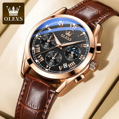 OLES 2871 Men Military Sport Wrist Watch Gold Quartz Steel Waterproof Dual Display Male Clock Watches Relogio Masculino