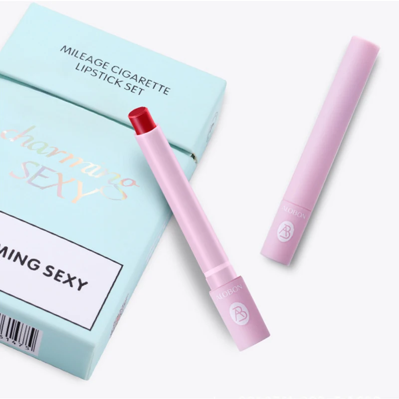 Alobon Waterproof Sexy Mini Smoke Cigarette Vegan Herbal Long-lasting 4 Color Matte Lipstick