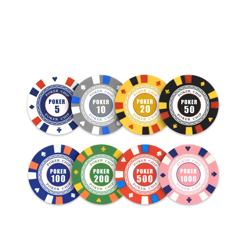YH Wholesale Custom Printable Sticker Chip Set Clay Poker Chips With Denominations
