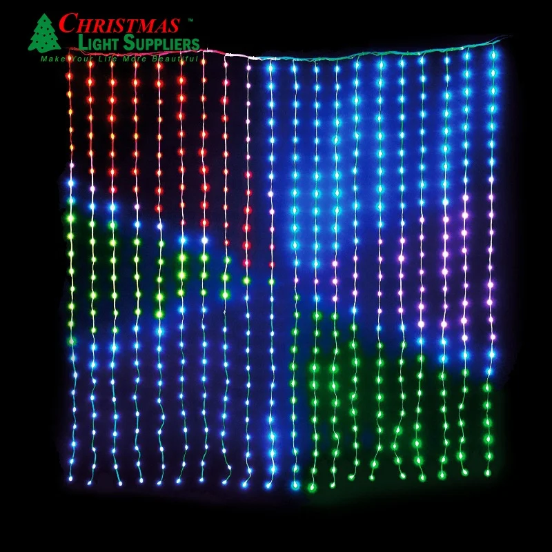 Waterproof durable RGB 500 LED Curtain Lights Twinkle Window  Wall  Lights  for Outdoor Wedding window decoration